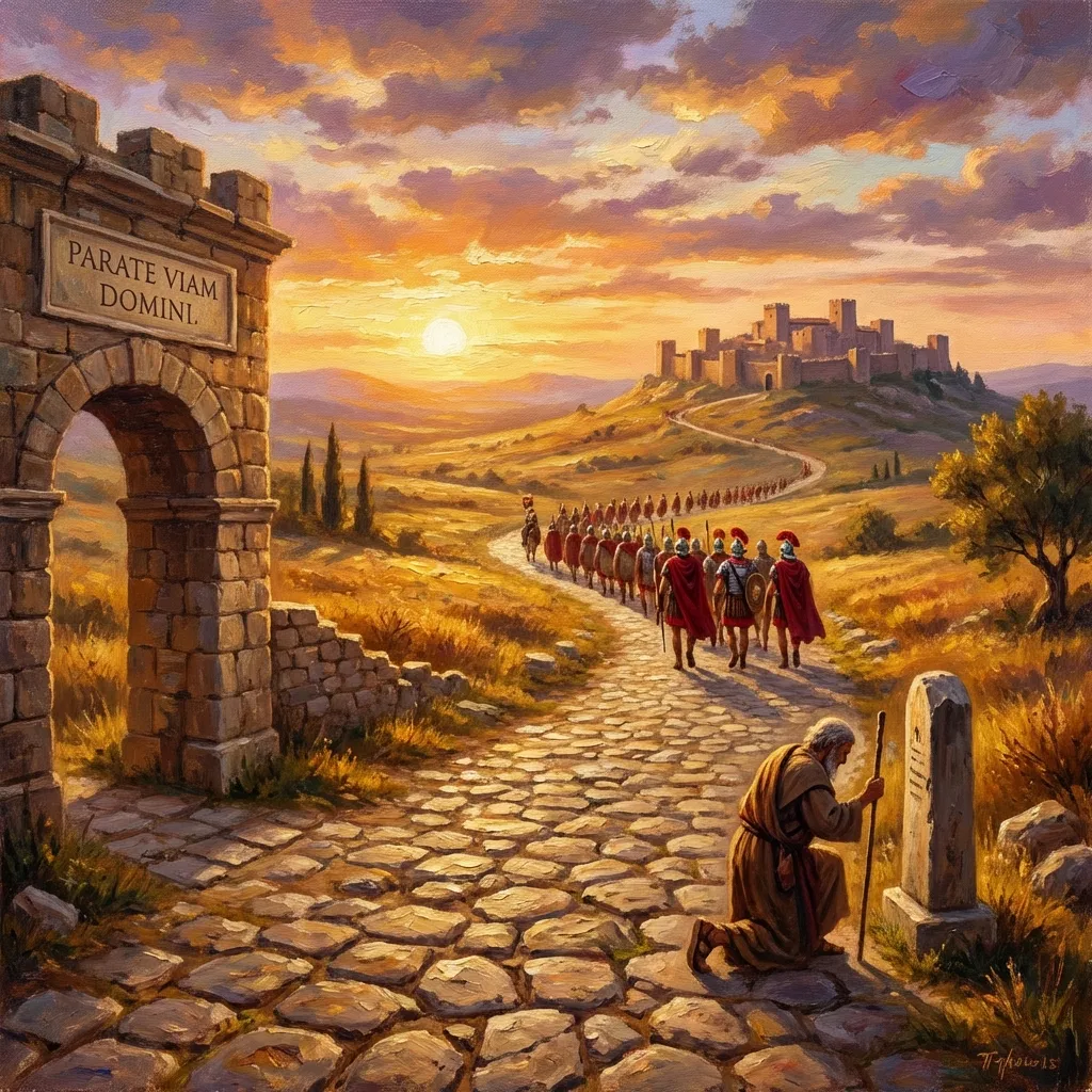 Roman roads leading to a city