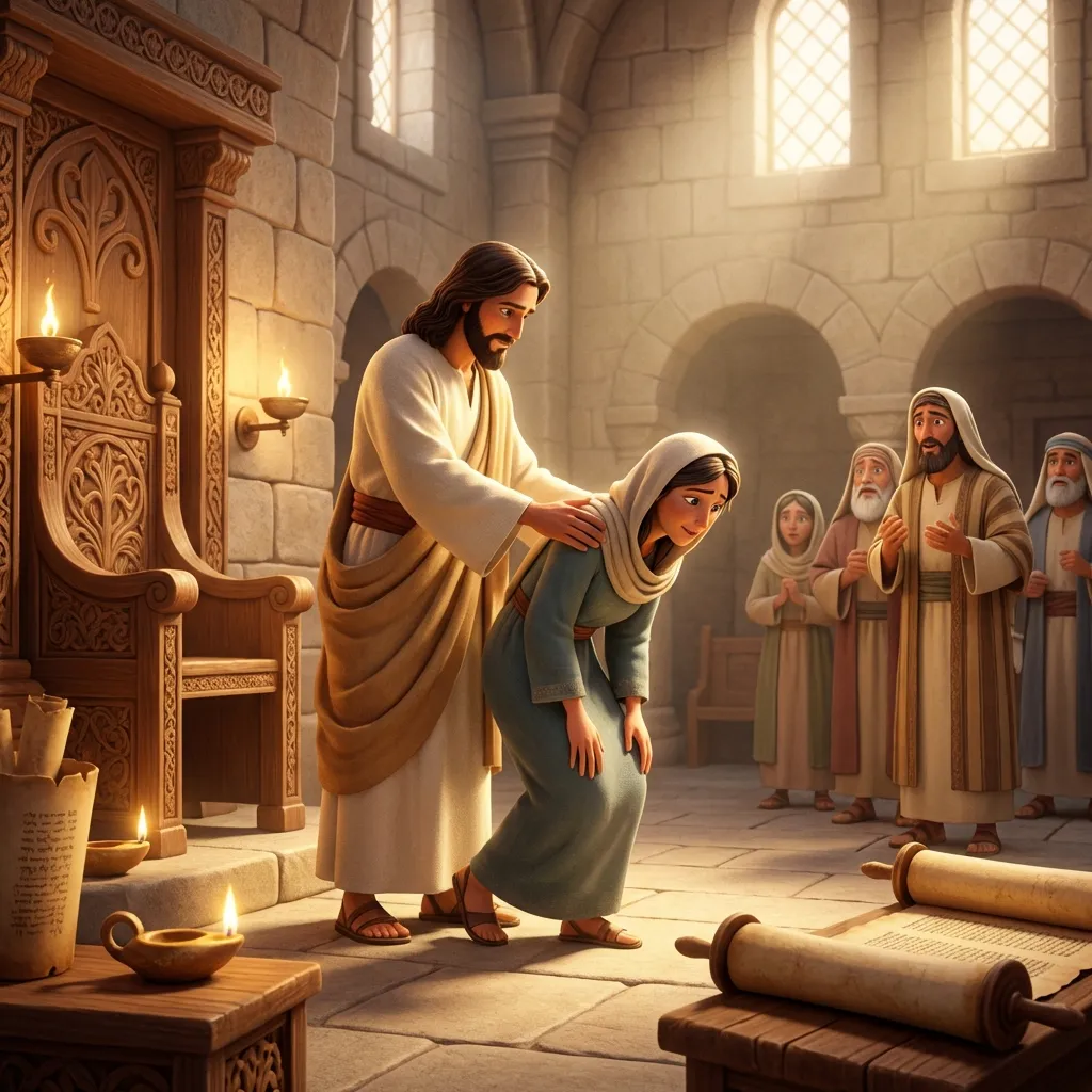 Healing the Bent-Over Woman - Luke 13:10-17 | Bible Hunger
