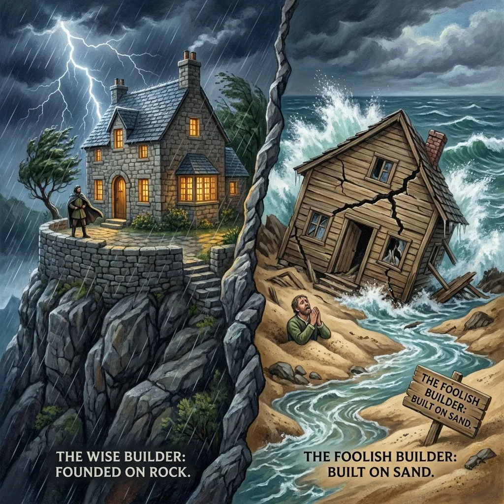 Wise and Foolish Builders - Matthew 7:24-27 | Bible Hunger