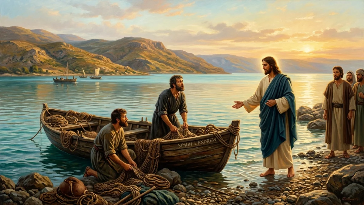The Calling of the First Disciples: Fishers of Men by Galilee - Matthew 4:18–22; Mark 1:16–20; Luke 5:1–11; John 1:35–51 | Bible Hunger