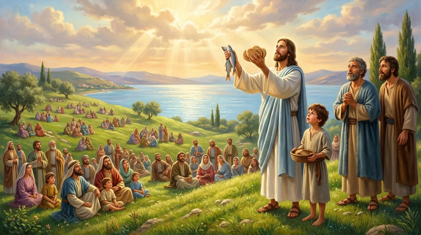 The Feeding of the Five Thousand: Five Loaves, Two Fish, and The Bread of Heaven - Matthew 14:13–21; Mark 6:30–44; Luke 9:10–17; John 6:1–14 | Bible Hunger