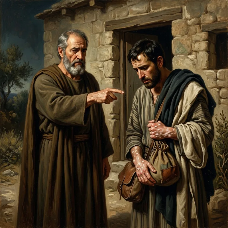 Elisha confronting Gehazi for his greed