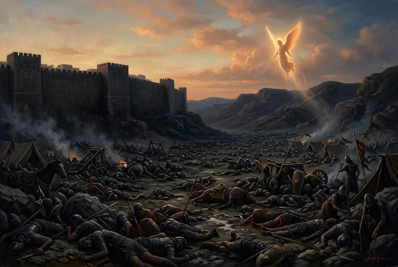 The quiet aftermath of the angel slaying the Assyrian camp