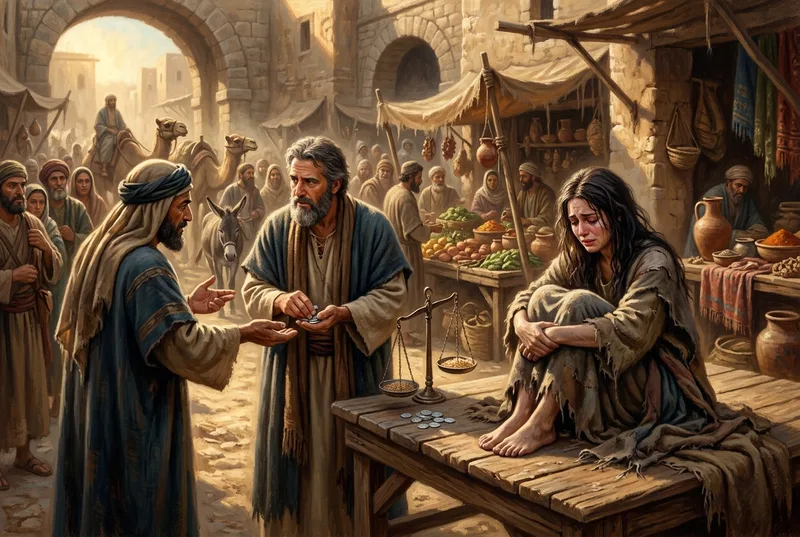 Hosea redeeming Gomer from the slave market