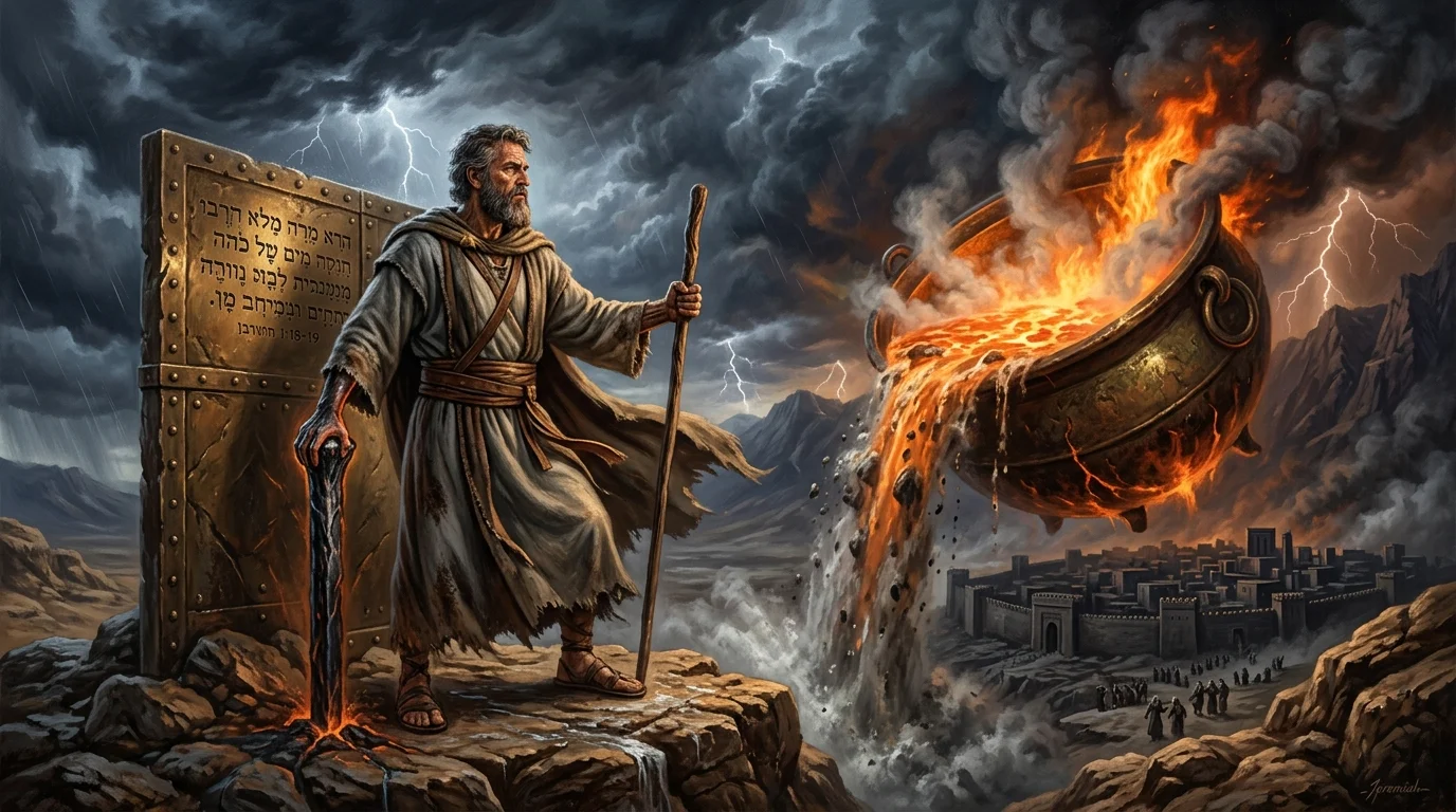Jeremiah standing as an iron pillar against the boiling pot from the north