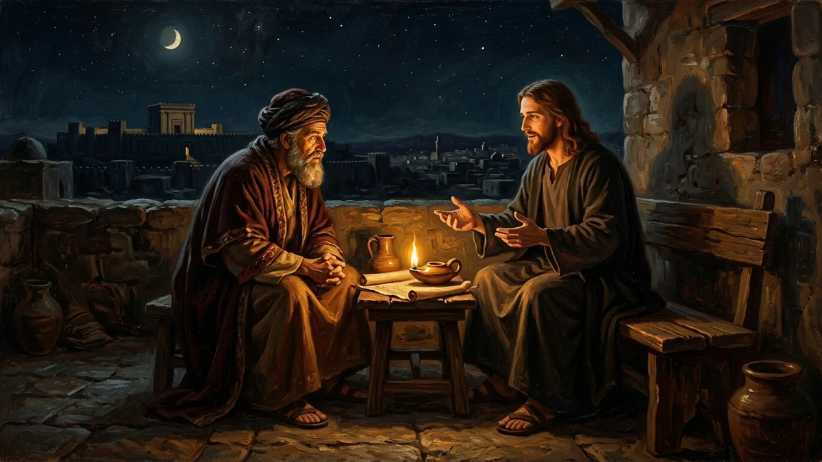 Jesus and Nicodemus by Night: Born Again & The Love of God - John 3:1–21; Numbers 21:8–9 | Bible Hunger