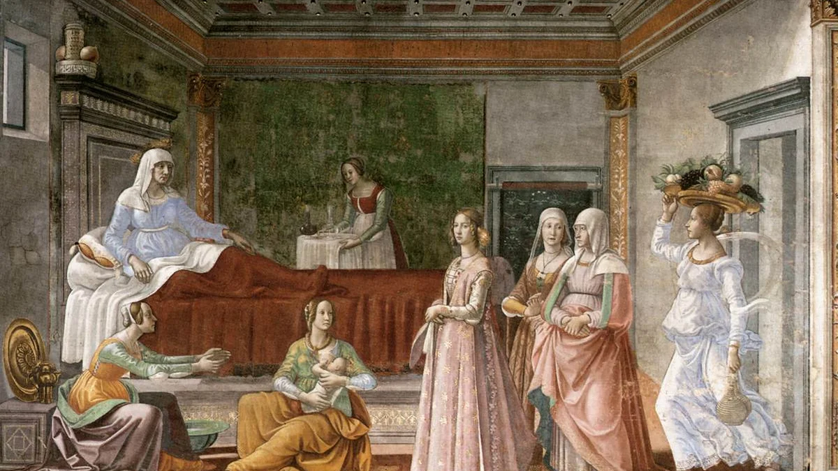Domenico Ghirlandaio's masterwork of the birth of St. John the Baptist