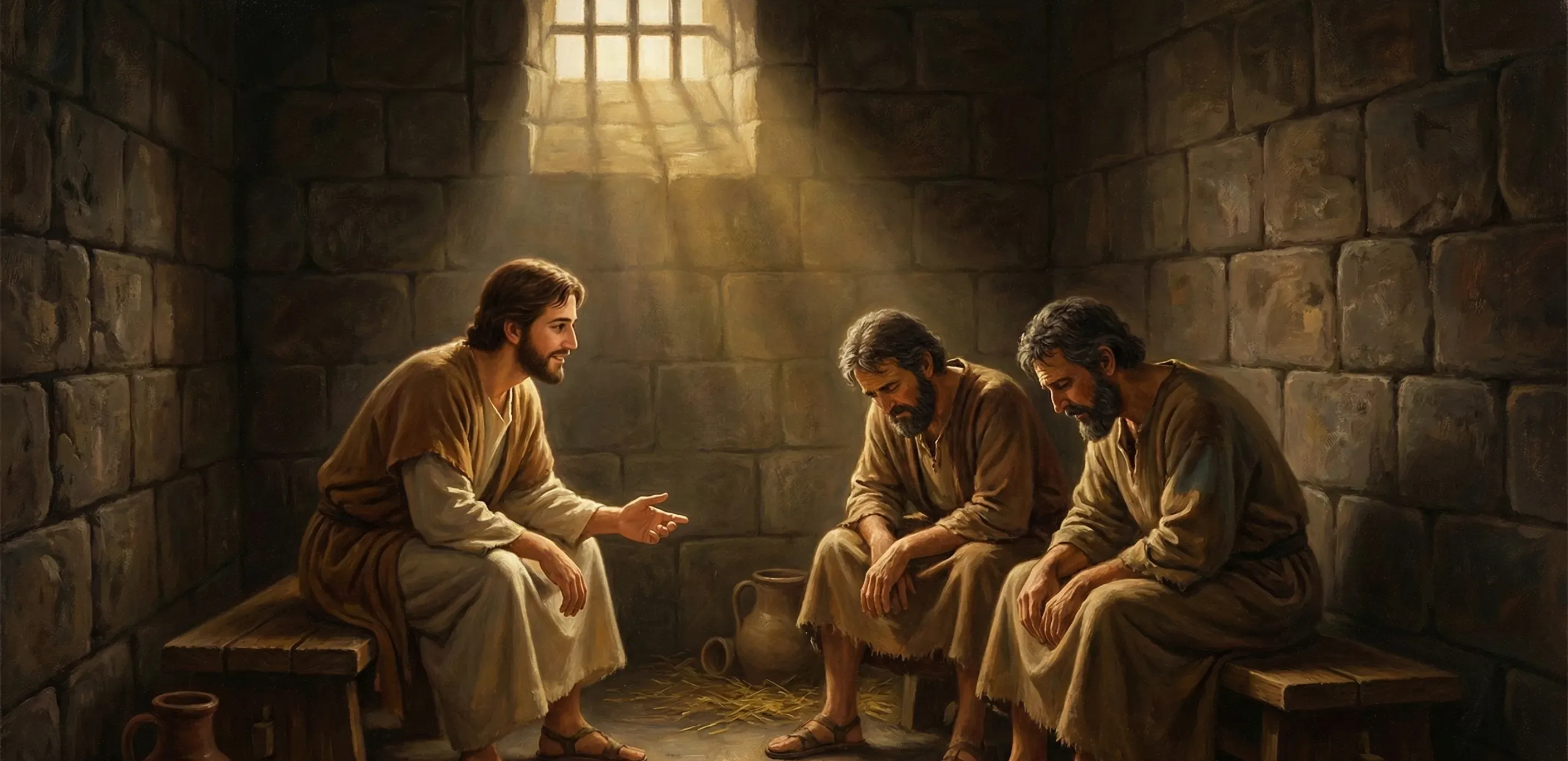 Joseph ministering comfort to his fellow prisoners in the Egyptian dungeon
