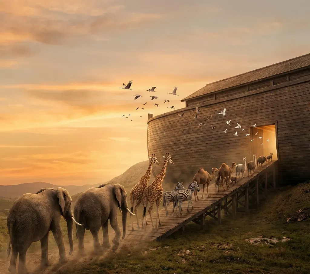 Animals entering the Ark
