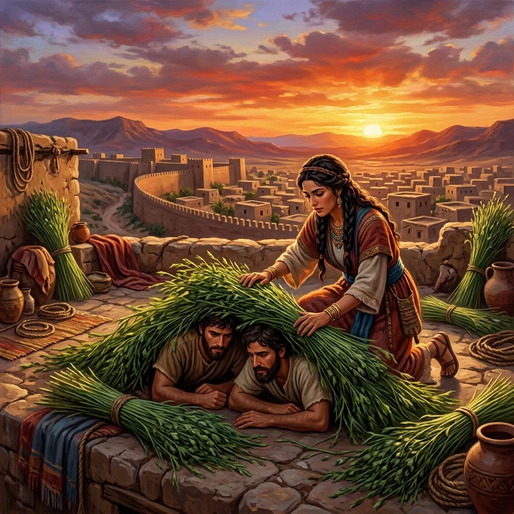 Rahab and the Jericho Spies: The Flax on the Roof, The Scarlet Cord of Hope, and Covenant Loyalty | Bible Hunger