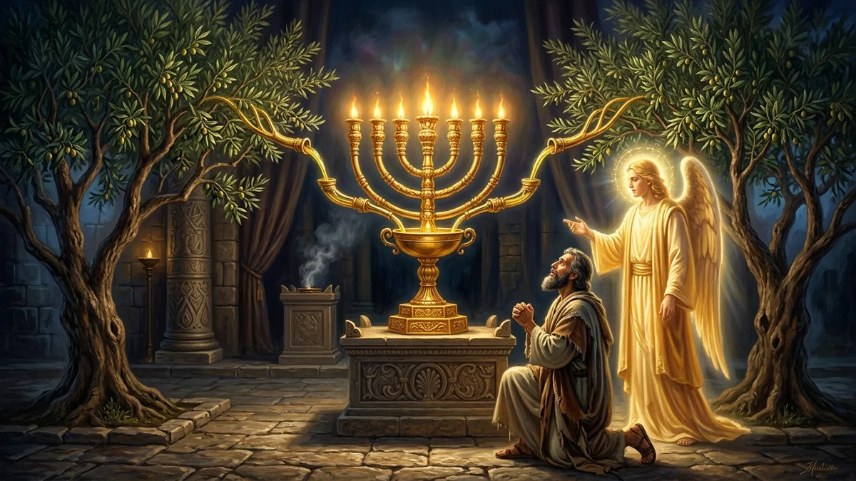 Zechariah's vision of the golden lampstand and two olive trees