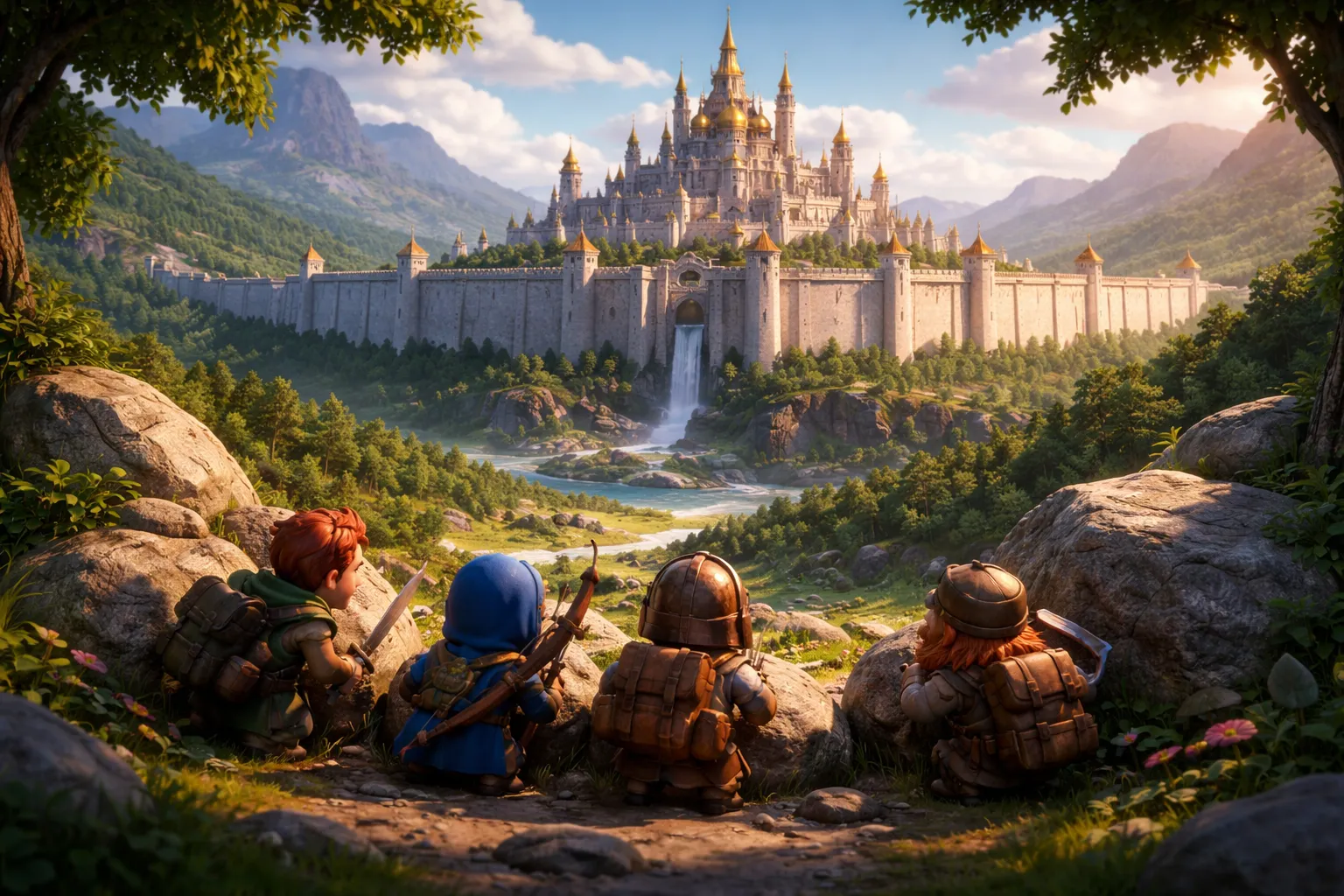 The ten spies trembling before the towering walls and giant Anakim of Canaan while Caleb urges faith