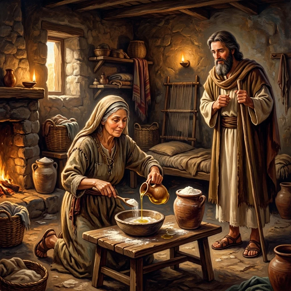 Elijah standing boldly before King Ahab declaring drought