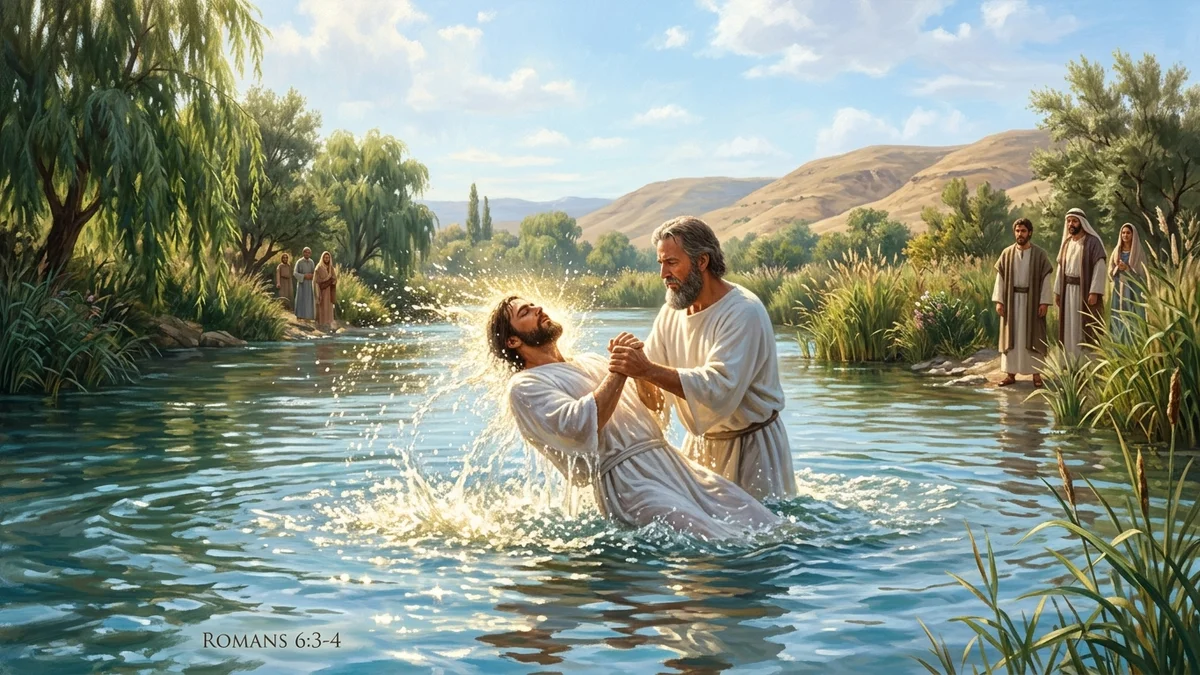 Bible Verses for Baptism and Salvation: Dying and Rising with Christ - Romans 6:3-4; Galatians 3:27; Matthew 28:19; Acts 2:38 | Bible Hunger