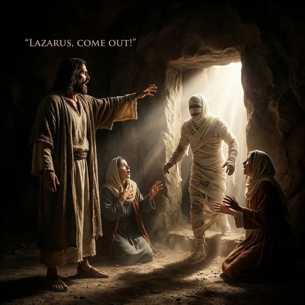 Jesus Weeping at the Tomb of Lazarus with Deep Compassion