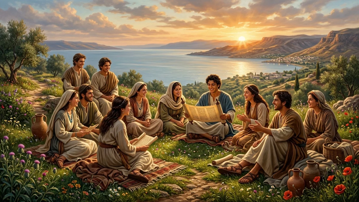 Young David Standing Courageously in Faith Before Goliath
